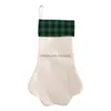 Sublimation Blanks Blank Christmas Stockings Dog Cat Paw Shape Xmas Stocking Plaid Socks Drop Delivery 202 Dh70J