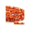 Stone 8Mm Wholesale 6/8/10/12Mm 15 Natural Red Stripe Carnelian Onyx Round Ball Loose Fashion Beads Jewelry Making Drop Deliver Dko