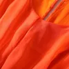 Robes décontractées été Vintage plage robe femmes longue fête Orange Vestidos sans manches Boho 200% vraie soie élégant 299022