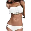 Women's Swimwear fashion sexy tassels multicolor bikini swimsuit solid color split ladies Bikini 230328