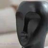 Vasos vaso cerâmico abstrato de cabeça humana artesanato corporal arranjo de flores preto e branco enfeites de rosto