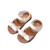 Sandalen meisjes sandalen zomer schattige boog vaste kleur babymeisje schoenen platte hakken kinderen prinses schoenen shz009 w0327