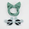 2Pcs/Card Panda Bear Baby Sunglasses Textured Fabric Headband Cute Dot Price Bullet Bow Hairbands Kids Seaside Sun Glasses