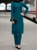 Abbigliamento etnico 2 pezzi Abaya musulmano Set Top e pantaloni Donna Abiti Abaya divisi in Turchia Ramadan Set di abbigliamento islamico caftano marocchino M-4XL 230328