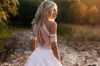 Party Dresses Bohemian Wedding Lace Satin Boho Bridal Gowns Button Back ALine Dress Robe De Mariee 230328