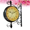 Horloges murales 1pc Vintage Retro Hanging Clock Double Sided Station