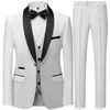 Mäns kostymer Blazers Fashion Men's Casual Boutique Business Wedding Host Show Gold Suit 3 Pieces Set Blazers Jacket Coat Pants Byxor VEST 230328