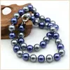 Ketten Mode Glas Shell Perle Perlen Halskette 10mm Blau Grau Runde Krawatte Frauen Mädchen Geschenke Ornamente Schmuck Machen design