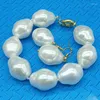 Set di orecchini per collana Bellissimo bracciale barocco con perle bianche grandi 18x22mm Regali di gioielleria raffinata da 7,5 pollici