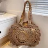 Sacs de soirée Sums Sac Bag de paille à la main Fashion Fashion décontractée Couleur solide portable Crochet Simple Round pour la fête des Fêtes