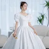 Party Dresses Vintage Princess Wedding Satin Simple Gown Shining Beading Slim Bridal Plus Size Robe De Mariee 230328