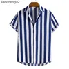 Herrens avslappnade skjortor toppsäljande produkt 2022 Sommarn New Men's Fashion Corth Sleeve Printed Striped Shirts Menkläder W0328