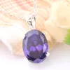 Handmade Jewelry Gift Solid 925 Sterling Silver Plated Oval Purple Amethyst Gemstone Fashion Pendants for Necklace Jewelry