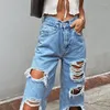 Jeans da donna Donna Sexy Boyfriend Bagge Strappato Fori da donna Pantaloni rotti distrutti Pantaloni vintage in denim femminile Distressed Designer