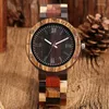 Relojes de pulsera Reloj para hombre Vintage Color mezclado Correa de madera Cuarzo de madera Deportes Escala romana Dial Hombre Reloj Top Reloj