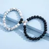 Bracelets porte-bonheur HI MAN 2 pièces/ensemble mixte obsidienne Couple Bracelet femmes noir blanc Attraction mutuelle accessoire romantique