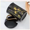 Tazas Juego Genshin Impact Paimon Xiao Keqing Zhongli Taza de cerámica Estampado de oro Café Agua Regalo de moda 230327