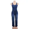 Tute da donna Pagliaccetti Solid Fashion Taglie forti Pagliaccetto Denim Office Lady Tuta per donna Capispalla senza maniche con cinturino per spaghetti