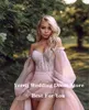 Feestjurken Verngo Dusty Pink Tule A Line Sweetheart Trouwjurk met afneembare bladerdeeg Lange mouwen Garden Country Bridal Troags 230328