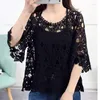 Maglioni da donna 2023 Donna Estate Tinta unita Hollow Sexy Top lavorato a maglia Maglione femminile Allentato Ladies Hook Flower Sleeve Pullover W22