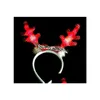 Party Favor Christmas Decorations With Lamp Deer Horn Hair Haar LED Flash Decoration Childrens Luminous Hoofdress WL953 Drop de Dhnle