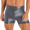 Heren shorts Heren Glanzende mid -taille Running Shorts Elastische tailleband Korte leggings gym fitness sportkleding badkleding W0327