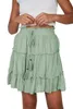 Skirts Smocked Waist Swiss Dot Frilled Tiered Mini Skirt Women High Loose Maxi Beach Summer