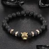 Nuovo antico color antico oro sier leopardo testa leopardo braccialetti yoga braccialetti per uomini perline alla moda con goccia per goccia 202 dhokl