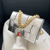 Avondtassen Veelkleurig ontwerppatroon Pu-leer Messenger voor dames Gouden ketting geweven vierkante flap Feestclutch 230328