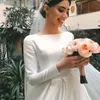 Party Dresses Vestidos de Novia Simple Vintage White Satin Wedding Dress Plus Size Long SemeVes Princesa Bridal Glown Custom Made Robe 230328