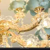 シャンデリアペンダントライト豪華なK9クリスタルリビングルームシャンデリア天井ランプセラミックヴィラベッドルームダイニングブルー屋内ベコレーション