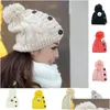 Bonnet / Skl Caps Nouveau Cap d'hiver Femmes Chaud Laine Tricoté Chapeau De Mode Pour Gilrs Jonadab Bouton Twisted Beanie Femme Fourrure Dhfom