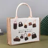 Shopping Bags 100pcs/Fashion HeFeng Style Jute Patchwork Cotton Handbag Wholesale Custom Printed Eco Friendly Women's Tote Bag