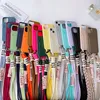 Luxushüllen Ins Fashion Card Slot Wallet Soft Case mit Umhängeband iPhone 15 11 12 13 14 Pro Max iPhone 14 Plus Halskette Seil Strap Cover