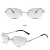 Yoovos 2023 Randloze zonnebril Dames Luxe merk Eyewear Women/Men Y2K Oval Party Glazen Women Vimtage Lents de Sol Mujer230328