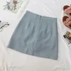 Skirt Solid High Waist Wrap Hip Basic Side Slit Work Wear A line Elegant Mini Skirt Slim All match Chic Trendy Simple 230327