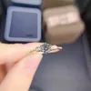 Band Rings Gray Moissanite Engagement Ring Sterling Silver Twining Wedding Band Delicate Flower Lab Diamond Stackable Ring Include Box Z0327