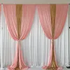 Party Decoration White Curtain Blush Pink Ice Silk Gold Sequin Drape Backdrop Wedding Birthday