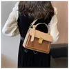 Bolso cruzado para mujer, tendencia de cuero de alta calidad, bolsos de hombro de Color contrastante, bolso cruzado liso para mujer, bolso de mano con asa de estilo coreano