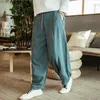 Pantalon masculin de style chinois coton lin masculin jogger streetwear pantalon lâche 2023 automne d'été mâle plus taille m-7xl