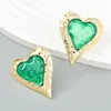 Orecchini per borchie Gold Studri oro Purple Green Heart Earring Women Metal Color Wedding Dichiarazione Fashion Gioielli