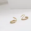 Orecchini a bottone Delicato Spirale Earpin Cubic Zirconia Cerchio Acciaio al titanio placcato Colore oro 18 carati Per le donne Regalo di gioielli impermeabili