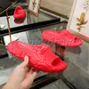 Dimensión Barroco deslizadores de hombre de lujo Punta redonda Zapato de mujer de goma sandalias de diseñador Color macaron Cabeza 3D suela plana de goma zapatilla Piscina con