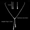 Rhinestone Long Drop Necklace Earrings Set Women Waterdrop Bridal Bridesmaid Wedding Jewelry Sets