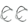 Backs Earrings MloveAcc Real S925 Sterling Silver Ear Clip Women Men Simple Double-layer No Pierced Trend Couple Buckle Jewelry