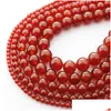 Pietra 8Mm Naturale Agat Rosso Gemma Corniola Perline Allentate Rotonde 416Mm Onice Fit Collana Fai Da Te Per Gioielli Che Fanno Drop Delivery 2 Dhmiv