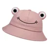 ワイドブリム帽子かわいいカエルバケツ帽子女性バケツハット女性夏の屋外太陽釣り帽子綿ワイルドパナマ帽子p230327