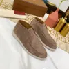 Piana Open Walk camurça sapato de tênis feminino Sapato casual Homens deslizam apartamentos clássicos no tornozelo bota de luxo designer boots calçados de fábrica