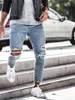 Erkek pantolon 2023 moda sokak tarzı yırtılmış skinny jeans erkekler vintage katı denim pantolon erkekler rahat ince fit kalem 230328