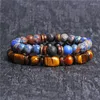 Strand 2pcs Irrégulière Volcanique Pierre De Lave Bracelet Hommes Mode 8mm Naturel Oeil De Tigre Perles Couples Bracelets Pour Femmes Amis Bijoux